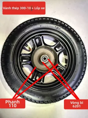 Bánh Xe Điện Trước 300-10 Bánh Xe Thép Không Khí Trống Bánh Xe Tổng Hợp Bánh Xe Xe Máy Điện Phụ Tùng Xe Máy