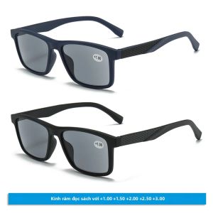 Nam Vuông Chống Tia UV Kính Mát Đọc Sách Lão Thị Kính Chống Nắng Có Diop + 1.0 Đến + 3.0 Dành Cho Nam Cao Tuổi Kính Mắt Đọc Sách