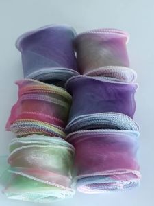 5yards/lot 5cm Rainbow Color Chiffon Organza Yarn Ribbons For DIY Gifts Bouquet Wrapping Bows Clothes Decoration