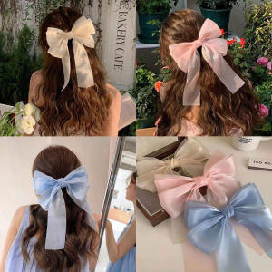 🔥1PCS White Gauze Bow Ribbon Hair Clip Women High-end Headdress Large Hair Clip LovelylifeFu👍