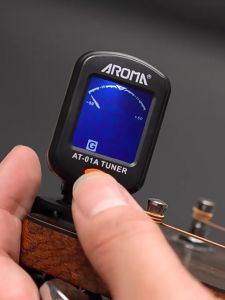 AROMA AT-01A Rotatable Clip-on Tuner LCD Display for Chromatic Guitar Bass Ukulele Violin