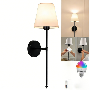 Bộ Đèn Gắn Tường Chạy Pin Không Dây Dán Tường Lắp Đặt Dễ Dàng Bóng Đèn LED Sạc Lại Được Điều Khiển Từ Xa 12 Màu Đèn Tường Có Thể Điều Chỉnh Độ Sáng