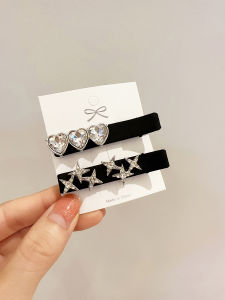 Dignified Rhinestone Star Hairpin Black Forehead Bang Clip Female Minimalist Back Head Cropped Hair Clip Side Clip Headdress Hairpin
