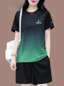 Tucano Quick Dry Fitness Yoga Outfit Womens Summer New Short Sleeve Absorbent Breathable Running Gym Set Two Pieces round Neck