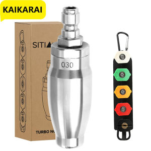 Turbo Nozzle for Pressure Washer Rotating for Hot and Cold Water With 1/4 Quick Connect 7 Nozzle Tips And Holder 4000 PSI