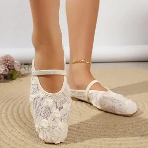 Giày Cao Gót Nữ Mùa Hè Kiểu Mary Janes Đế Thấp Thoải Mái Mũi Vuông Chất Liệu Microfiber Kiểu Dáng Gợi Cảm Dễ Mang Chi Tiết Hoa Trang Nhã