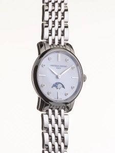 นาฬิกาข้อมือผู้หญิง Quartz ของ Frederique Constant FC-206MPWD1S6B ด้วย Moonphase ผู้หญิงและ Diamonds Slimline ที่กำลังกาย