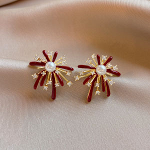 Pianist | Retro Wine Red Pearl Earrings S925 Silver