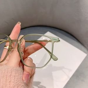 Gently Morley Kacamata Photocromic Lensa Minus Anti Radiasi Blueray Bluecromic Kotak TR-90+Metal Pria Wanita Fashionable Eyeglasses 9892