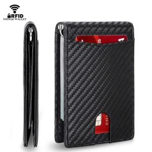 RFID Credit Card Holder Men Slim Wallet Money Clips Microfiber Leather Thin Bifold Walet Vallet Money Bag Smart Wallet for Men