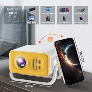 Máy Chiếu Di Động HT23 PRO Native 1080P 800ANSI Tự Động Lấy Nét Chỉnh Hình Thang Android 13 BT5.2 WIFI6 360 Độ °   Rạp Chiếu Phim Tại Nhà LED Có Pin Đi Kèm