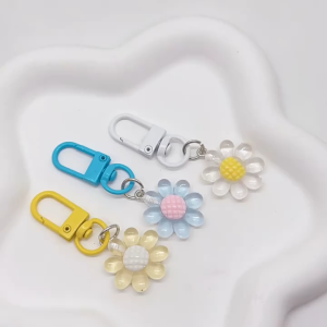 Transparent Plumeria Flower Keychain for Women Style Key Pendant Bag Hanging