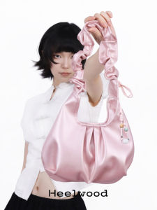 Heelwood Original Handbag Womens Underarm Bucket Bag Three Colors Leather Puffy Pleated Casual Simple Style Summer New 2025