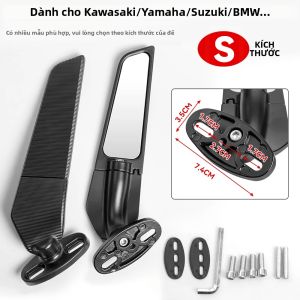 Gương Chiếu Hậu Xe Máy Xoay Được Điều Chỉnh Được Bằng Thép Không Gỉ Dành Cho Suzuki GsX-25OR Yamaha BMW Kawasaki