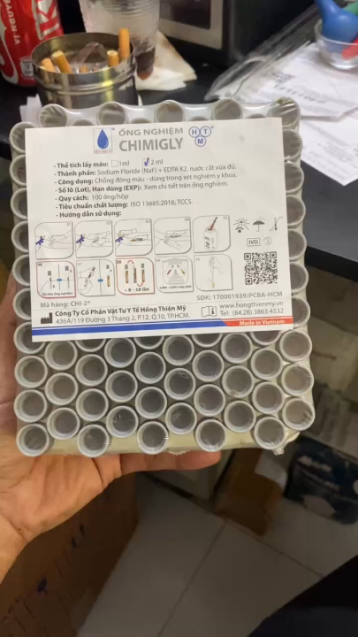 Ống Nghiệm Chimigly Chứa NaF + EDTA K2 – Dùng Trong Xét Nghiệm Đường ...