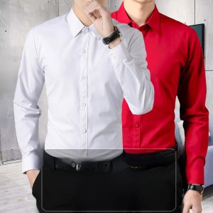 เสื้อเชิ้ตแขนยาวผู้ชาย ทรงหลวม ทรงปกติ ผ้าฝ้ายผสมโพลีเอสเตอร์ ทรงปกติ ฤดูใบไม้ร่วง 2022 ปักลาย ปิดด้วยกระดุม ไม่ต้องรีด