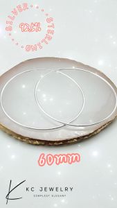 KC Jewelry S925 Sterling Silver 8mm - 60mm Clip Simple Hoop Earrings