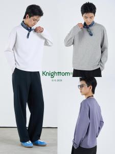 Knighttom Basic Silhouette T-shirt Womens Small Size Solid Color round Neck Base Shirt KT5112 Casual Style Long Sleeve Cotton Polyester Blend