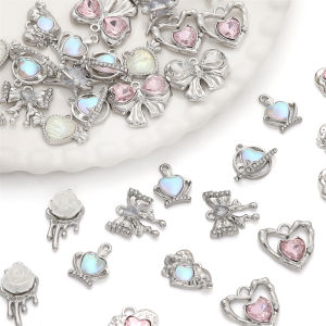 1pc Alloy White K Diamond Heart Pendant For DIY Handmate Jewelry Bracelet Necklace Accessories