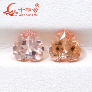 Heart Shape Natural Cut Lab Grown Sapphire Morganite Pink Orange Color with Visible Inclusions for DIY Jewelry Accessories Jewelry Making