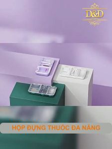 Hộp đựng viên uống đa năng tích hợp dụng cụ cắt nghiền thuốc