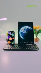 ROBOT Keyboard Wireless Bluetooth Tablet Phone Holder Bluetooth 2.4G/3.0/5.0 Multi-Device KB30 - Garansi 1 Tahun