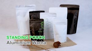 [10 pcs] Standing Pouch Ziplock Foil Ziplock Window Plastik Klip Full Alumunium Foil Warna Putih Hitam Kemasan Makanan Sekali Pakai Snack