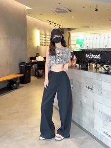 Quần Âu Nữ Cạp Cao Màu Trắng Xu Hướng Hè 2026 Dáng Ôm Vừa Vặn Ống Rộng Chất Liệu Cotton Pha Phong Cách Công Sở.
