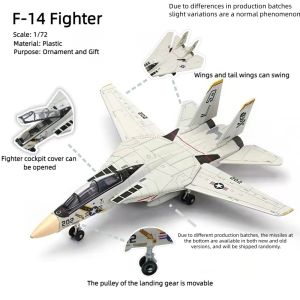 F-14 Fighter，1:72 assembled plastic airplane model (including display rack) home display and collection creative gifts