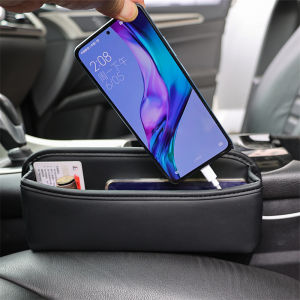 Car Seat Gap Organizer Nappa Leather Auto Console Side Seat Crevice Storage Box Universal Interior Storage Cup Holder Pocket