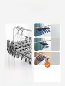 Foldable Plastic Clothesline Clips Durable Plastic Clothes Hangers for Air-Drying Socks Shorts Underwear Space-Saving Design