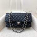 (Pre-loved) Chanel Medium Classic Flap CF in Black Caviar and SHW (Model: A01112). 