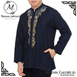 Baju Koko Putih Lengan Panjang Bordir T8