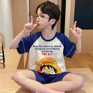 QIANSHUIMILU | Summer Lightweight Cotton Sleepwear Set for Boys 3-Piece