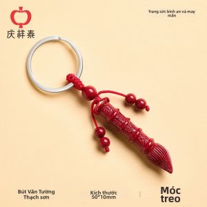 QINGXIANGTAI | Charm Khóa Chìa Khóa Hình Bút Gỗ Trái Táo May Mắn
