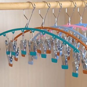 Móc treo 10 kẹp phơi đồ đa năng - Móc phơi đồ tất vớ đồ lót - Móc kẹp Inox treo quần áo gấp gọn tiện dụng