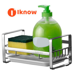 I know Sponge Holder Sponge and Soap Holder for Kitchen Sink 304 Stainless Steel Kitchen Dish Soap Caddy Tray Organizer