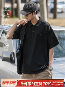 Heyma Seven Days Japanese Style Retro Quick Dry Summer Mens Casual Pocket Polo Shirt Loose Cool Feeling Short Sleeve Top