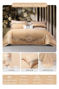 FUANNA (富安娜) | Bộ Chăn Ga Gối Mới Phong Cách Trung Quốc Bông Dài Tencel Thêu Hoa