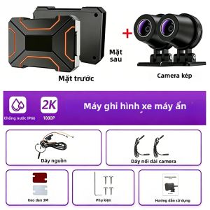 2K/1080P Camera Hành Trình Xe Máy Ống Kính Kép WiFi APP Xem Trước IP66 Chống Chịu Thời Tiết Cảm Biến G Phát Hiện Chuyển Động Máy Ghi An Toàn Xe Máy Chuyên Nghiệp