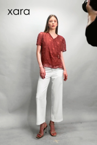 XARA Eleanor Abstract Print Short Sleeve Blouse