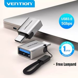 Vention Type C to USB Connector Male to USB Female Converter OTG 3.0 Adapter for Android Macbook Pro Samsung S10 HuaWei Mate 30 Honor XiaoMi iPad Pro OTG USB for Android Type C