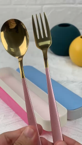 1 pair Spoon & Fork Set with case stainless cutleries durable utensils