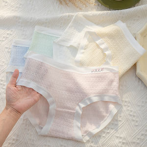 Womens Underwear Pure Cotton Summer Thin Young Adult Antibacterial 100% Cotton Crotch Cute Mid-Waist Underpants for High School Students