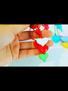 Candy Color Heart Keychain  Acrylic Keyring Trendy Pendant Bag For Women Girls Earphone Case Decor