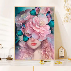 500/1000/1200/2000PCS Jigsaw Puzzle Fantasy Girl With Butterflies And Pink Peony For Adult Family Fun Relaxing Brain Teaser Gift