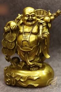 Tượng Phật Di Lặc Gánh Tài Lộc Bằng Đồng Thau Tượng Phật Giáo Trang Trí Phật Di Lặc Kéo Túi Tài Lộc - Đồ Đồng Thuận Tâm