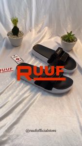Ruuf - 0208 Strap Slide Sandal Pria - Black/White
