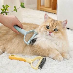 Teeker Pet 2 in 1 Double Sided Pet Comb Detangling & Smoothing Home Use Grooming Tool Round Tip Pet Knot Comb for Long Hair Cat Dog
