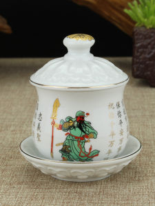 Large Size Ceramic Water Cup Colorful Porcelain Guan Gong Cup Tea Cup Buddha Hall Decorative Offering Cup Modern Simplicity